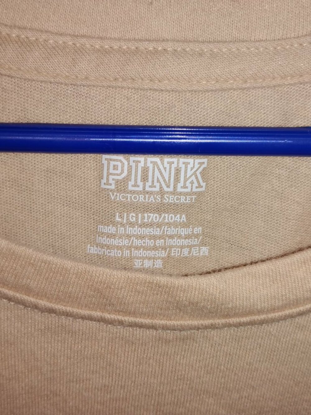 Pink Victoria's Secret Pink Shiny Logo Nude Color Tee Shirt VS Women's Large - Picture 3 of 4